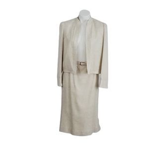 Vintage 1980s ILGWU Union Made Skirt Set, Cream